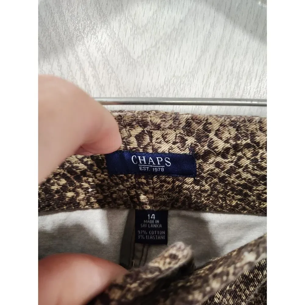 Women's Chaps Snakeskin Print Skirt Size 14 Festival Y2K '90s Casual